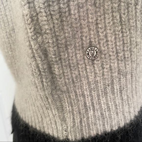 zadig & voltaire gray crew neck distressed hem cashmere sweater - Picture 3 of 8